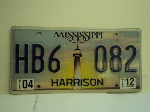 2012 MISSISSIPPI Lighthouse License Plate HB6 082
