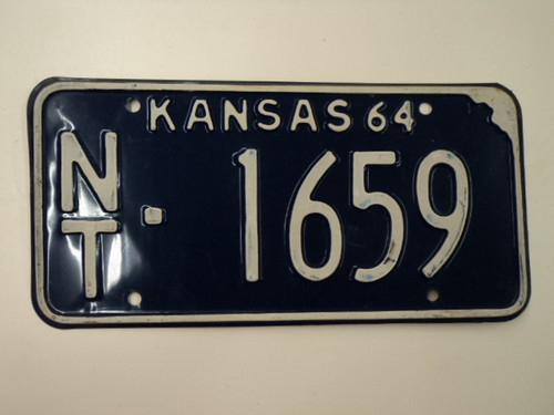 1964 KANSAS License Plate NT 1659