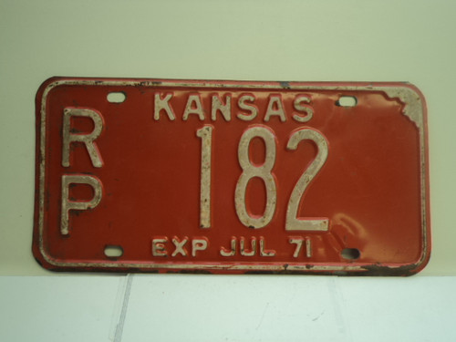 1974 KANSAS License Plate RP 182