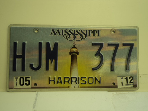 2012 MISSISSIPPI Lighthouse License Plate HJM 377