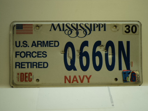 MISSISSIPPI US NAVY Retired License Plate Q660N