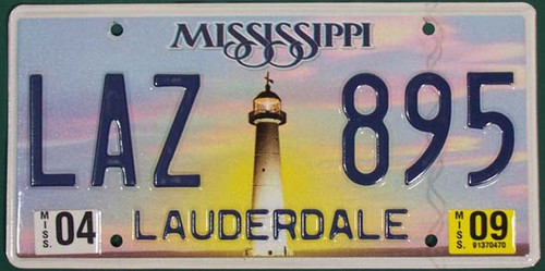 2009 Apr Mississippi LAZ 895 License Plate