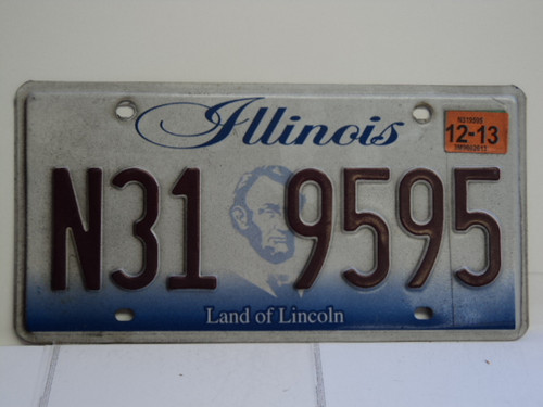 ILLINOIS Land of Lincoln License Plate N31 9595