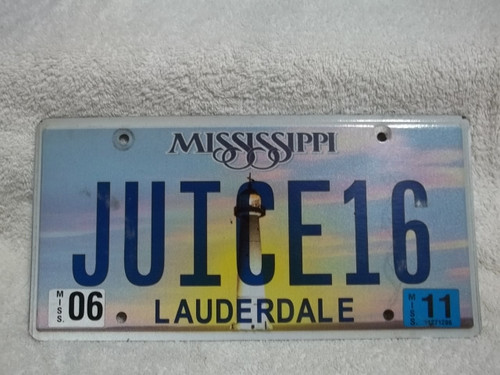 2011 Mississippi Vanity JUICE16 License Plate