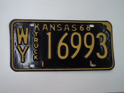 1968 KANSAS Truck License Plate WY 16993