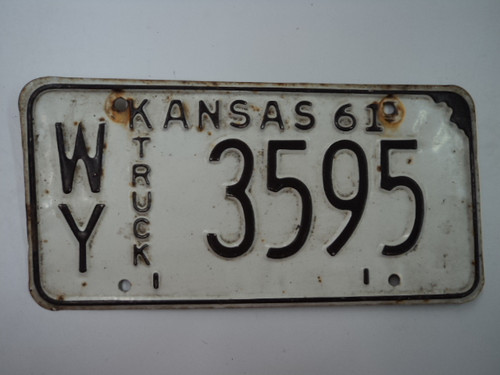 1961 KANSAS Truck License Plate WY 3595