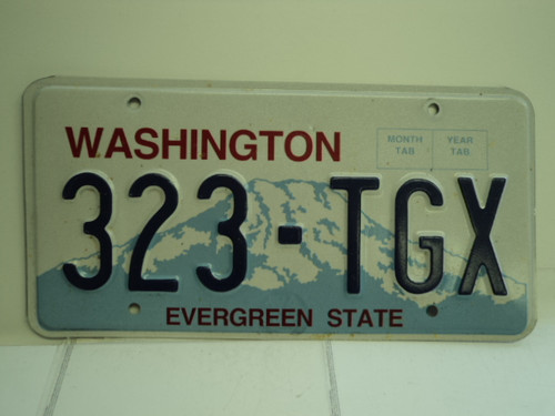 WASHINGTON Evergreen State License Plate 323 TGX