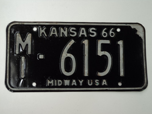 1966 KANSAS Midway USA License Plate MI 6151