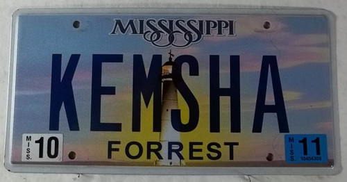 2011 Aug Mississippi Vanity License Plate KEMSHA
