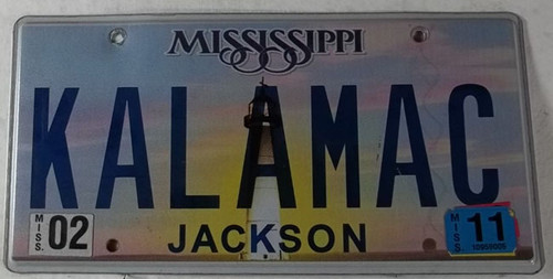2011 Feb Mississippi Vanity License Plate KALAMAC
