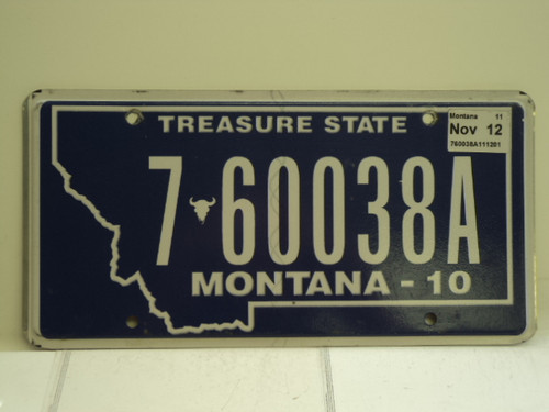 2010 2012 MONTANA Treasure State License Plate 7 60038A