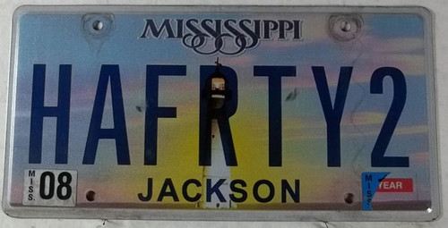 Aug Mississippi Vanity License Plate HAFRTY2