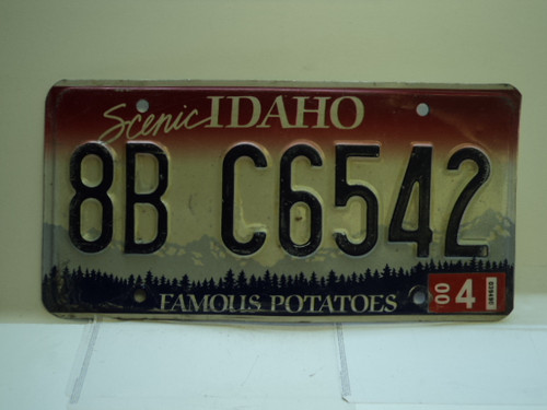 2000 IDAHO Famous Potatoes License Plate 8B C6542