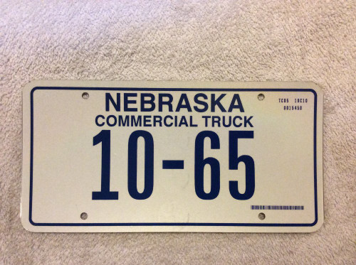 Nebraska Commercial Truck 10-65 License Plate