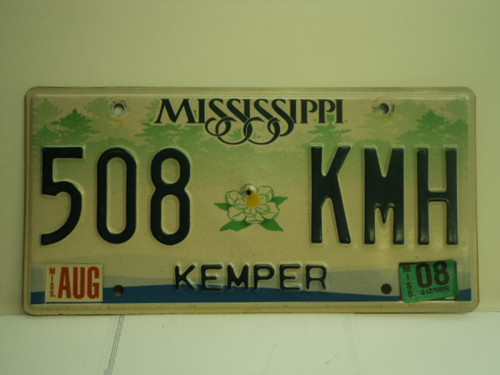 2008 MISSISSIPPI License Plate 508 KMH