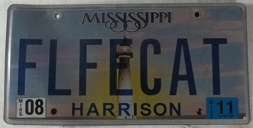 2011 Aug Mississippi Vanity License Plate FLFECAT
