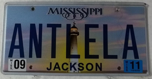 2011 Sep Mississippi Vanity License Plate ANTLELA