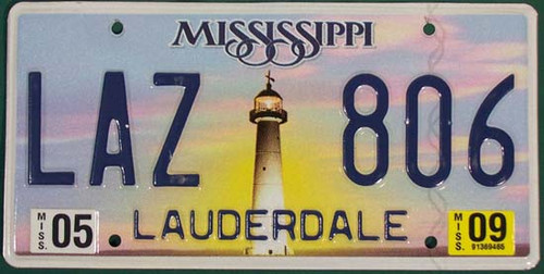 2009 May Mississippi LAZ 806 License Plate