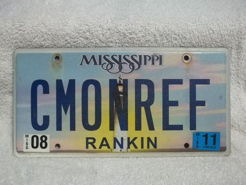 2011 Mississippi Vanity CMONREF License Plate