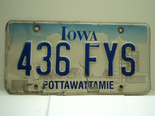 IOWA License Plate 346 FYS
