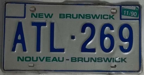 1990 Nov New Brunswick ATL-269 License Plate