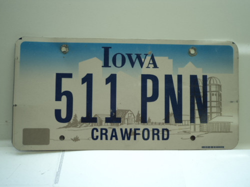 IOWA License Plate 511 PNN
