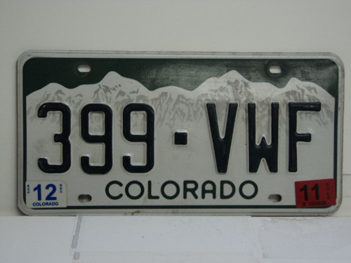 2011 COLORADO License Plate 399 VWF