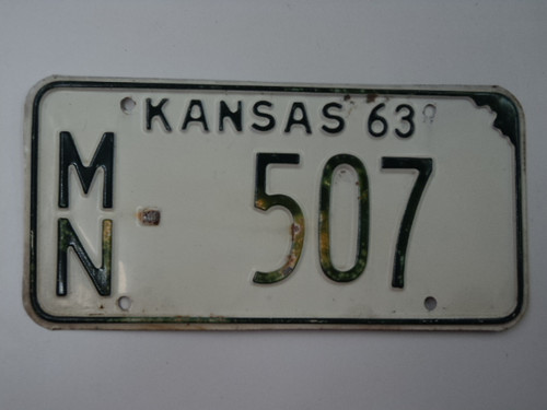 1963 KANSAS License Plate MN 507