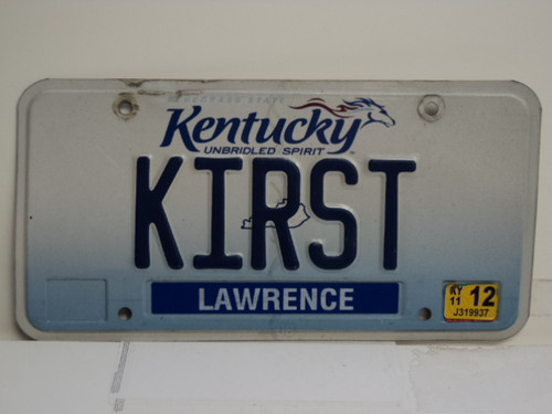2011 KENTUCKY Unbridled Spirit VANITY License Plate KIRST