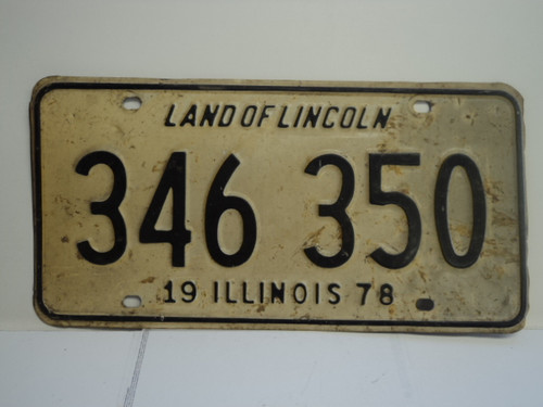 1978 ILLINOIS Land of Lincoln License Plate 346 350