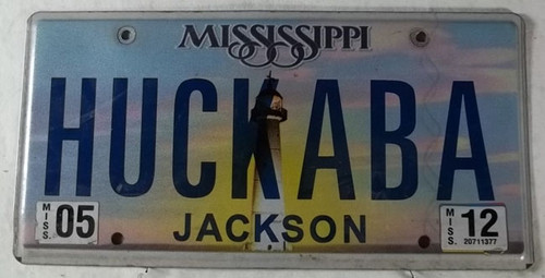 2012 May Mississippi Vanity License Plate HUCKABA
