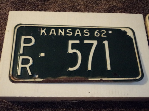 1962 KANSAS License Plate PR 571