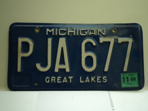 2000 MICHIGAN Great Lakes License Plate PJA 677