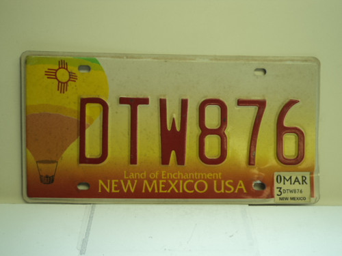 2003 NEW MEXICO Land Of Enchantment License Plate DTW876