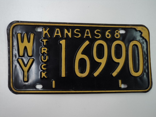 1968 KANSAS Truck License Plate WY 16990