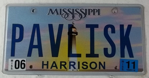 2011 June Mississippi Vanity License Plate PAVLISK