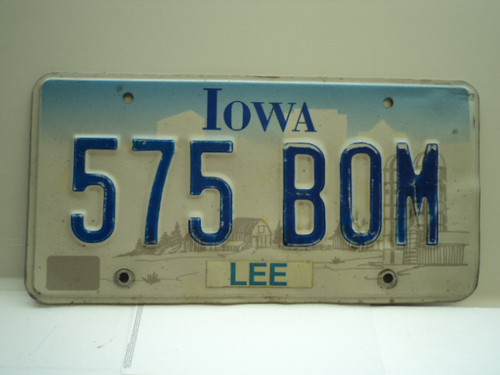 IOWA License Plate 575 BOM