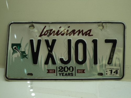 2014 LOUISIANA 200 Years 1812 License Plate VXJ 017