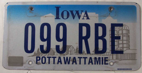 Iowa Pottawattamie County License Plate 099-RBE