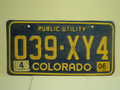 2006 COLORADO Public Utility License Plate 039 XY4