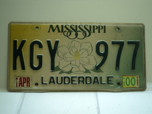 2000 MISSISSIPPI Magnolia License Plate KGY 977