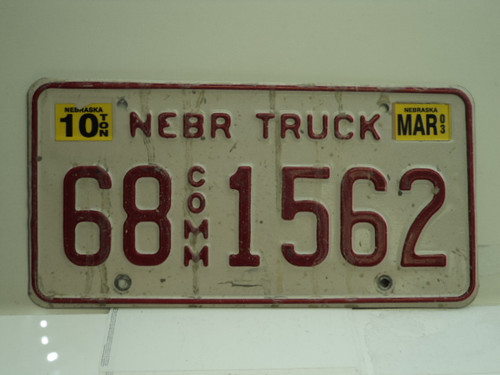 2003 NEBRASKA Commercial Truck License Plate 68 1562 1