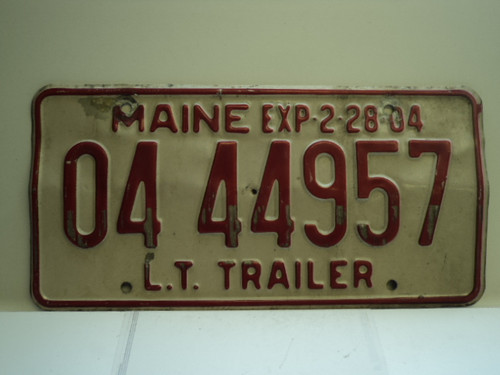 2004 MAINE Trailer License Plate 0444957