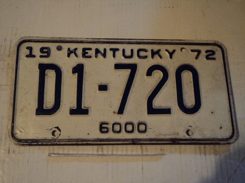 1972 KENTUCKY TRUCK 6000 License Plate D1 720