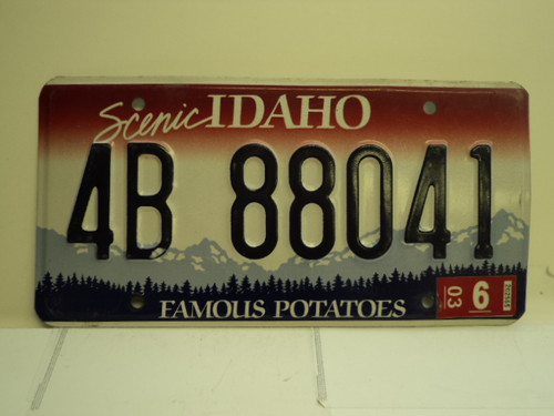 2003 IDAHO Famous Potatoes License Plate 4B 88041