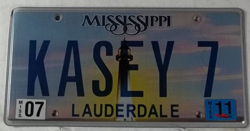 2011 July Mississippi Vanity License Plate KASEY 7
