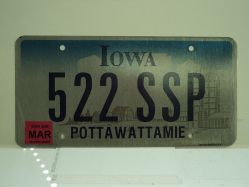 2008 IOWA License Plate 522 SSP