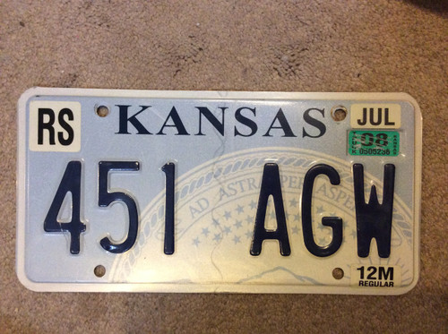 2008 KANSAS Russell County License Plate 451-AGW
