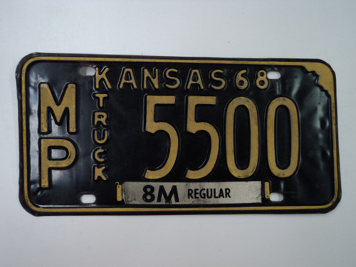 1968 KANSAS 8M Truck License Plate MP 5500
