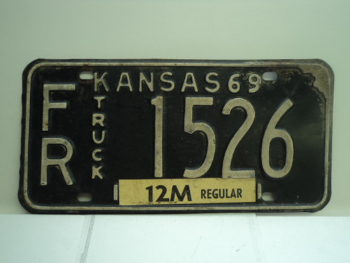 1969 KANSAS Truck 12M License Plate FR 1526